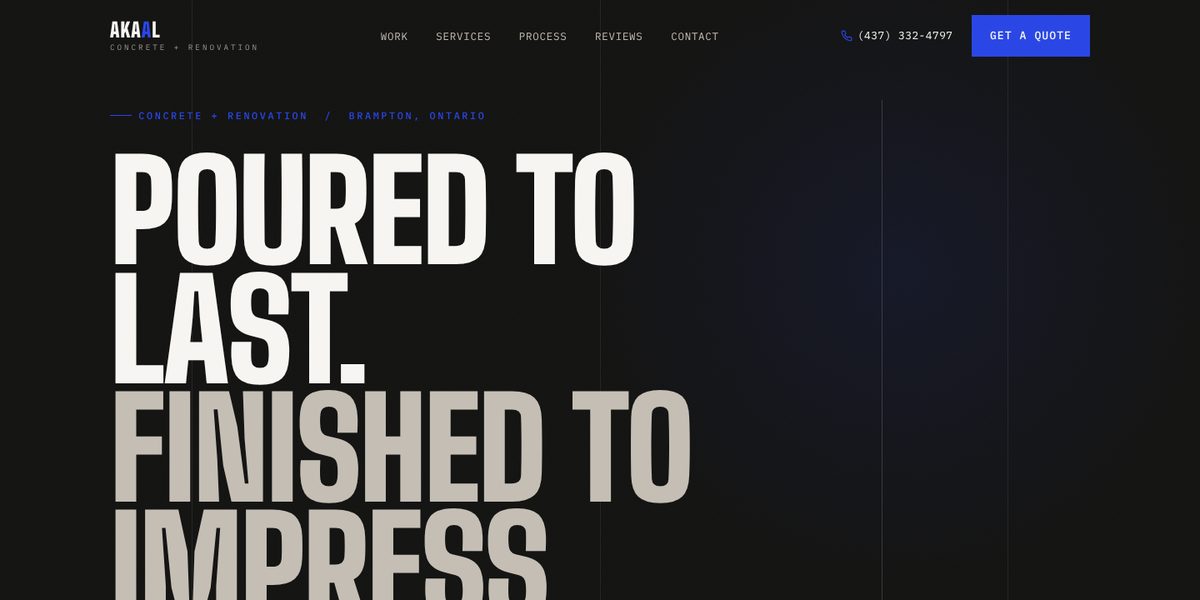 Akaal Concrete and Renovations website design concept