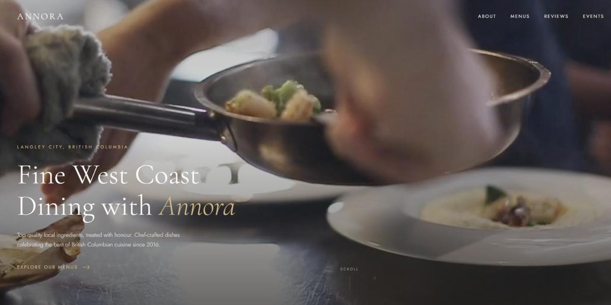 Annora Restaurant website design concept