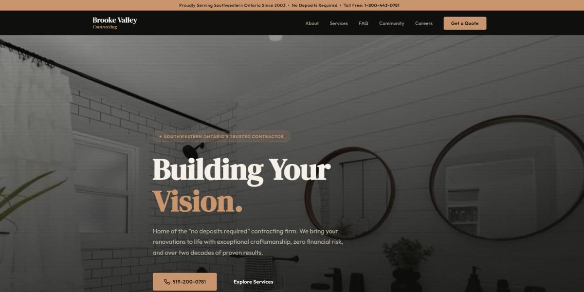 Brooke Valley Contracting website design concept