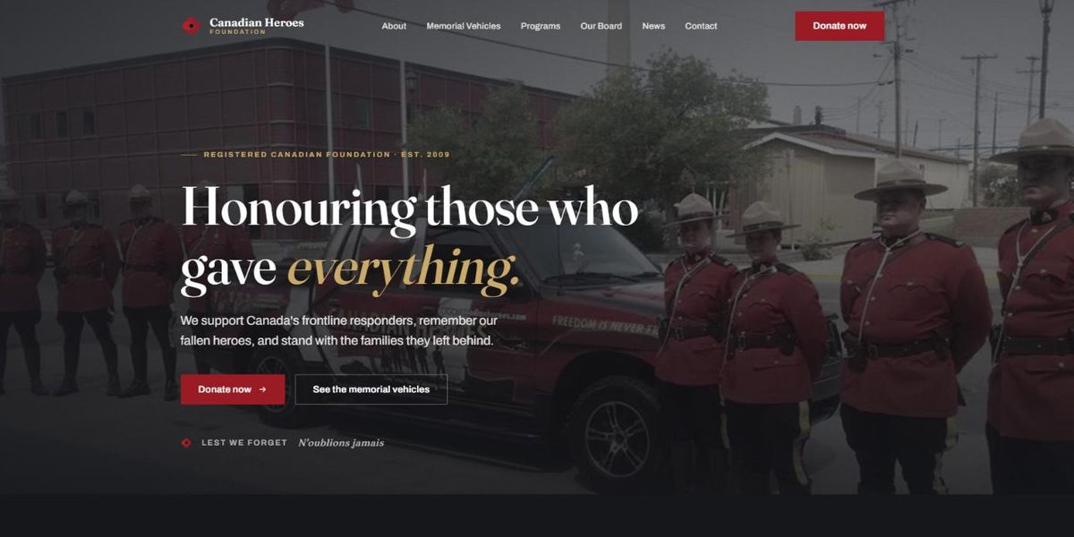The Canadian Heroes Foundation website design concept