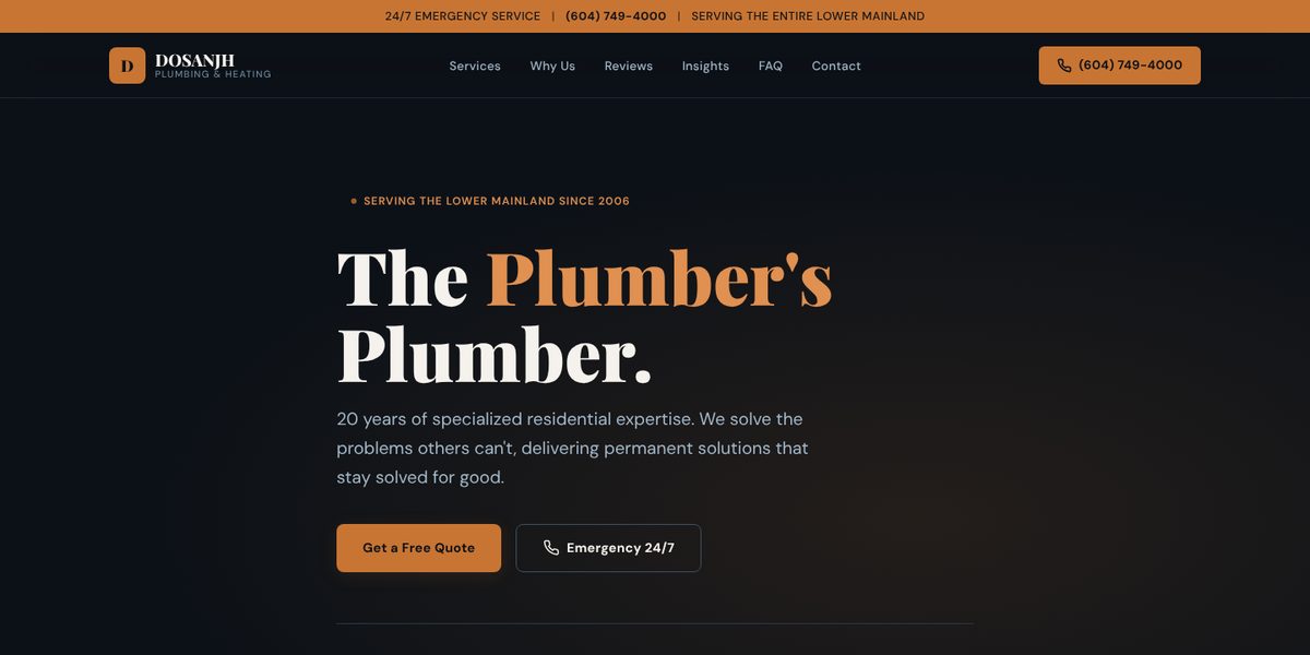 DOSANJH Plumbing & Heating website design concept