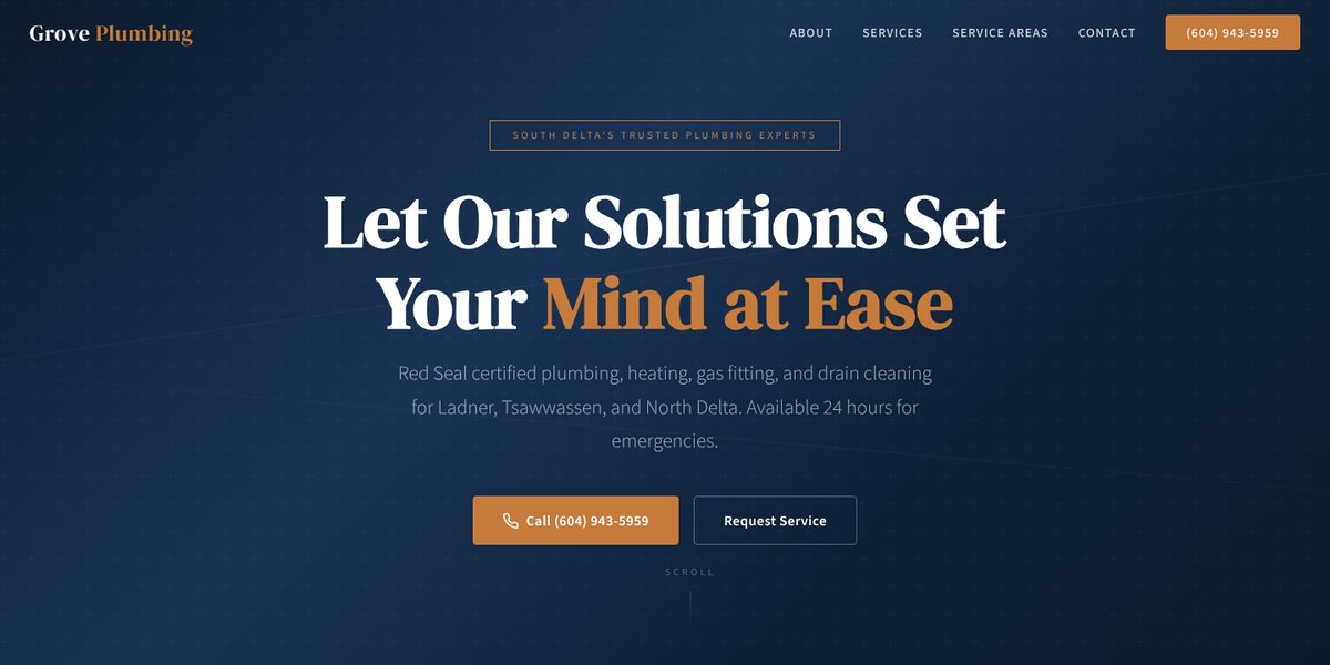 Grove Plumbing & Heating website design concept
