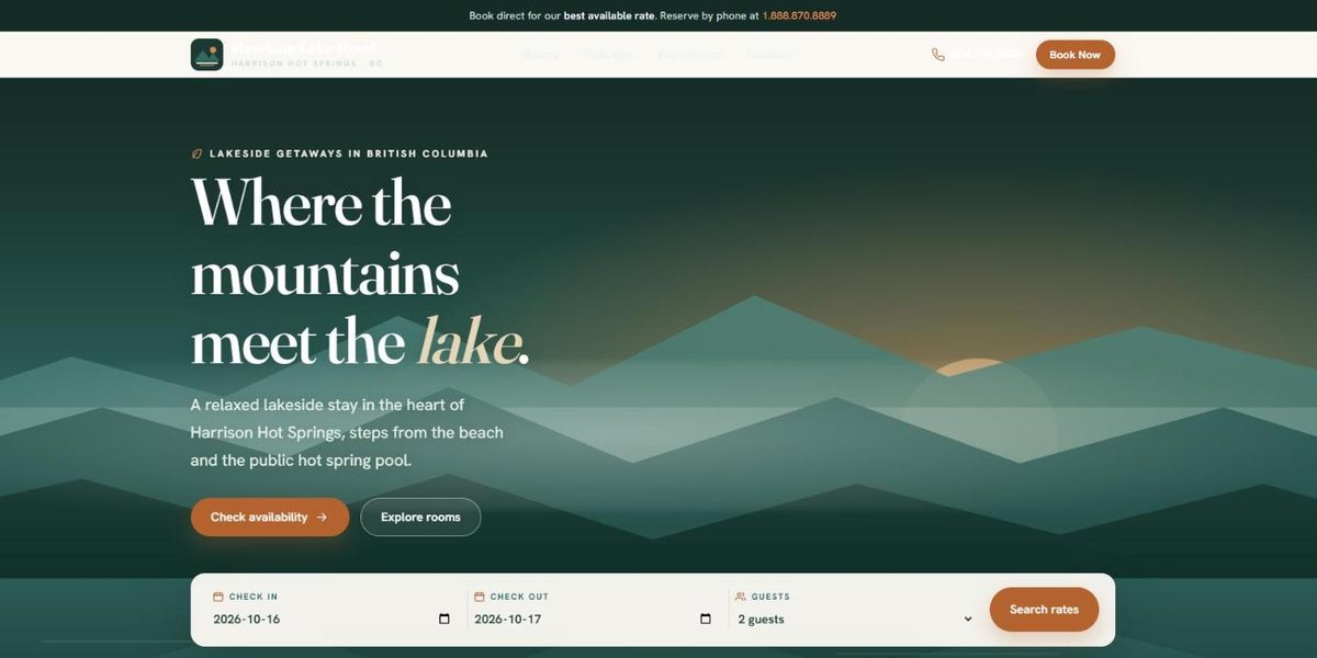 Harrison Lake Hotel website design concept