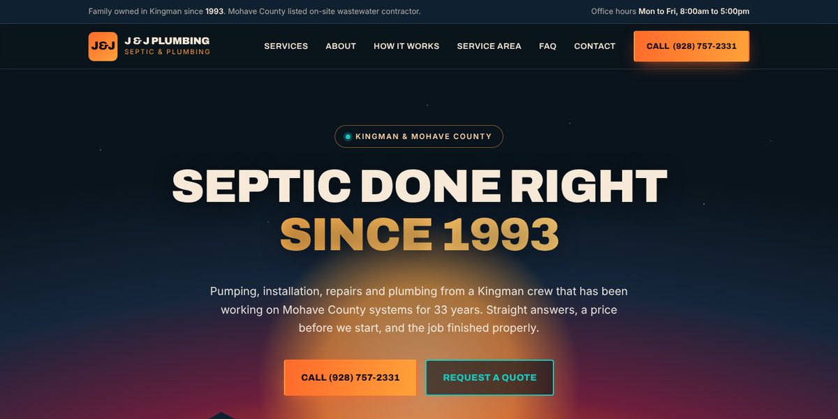 J & J Plumbing website design concept