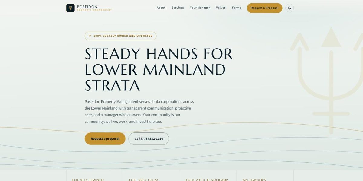 Poseidon Property Management website design concept