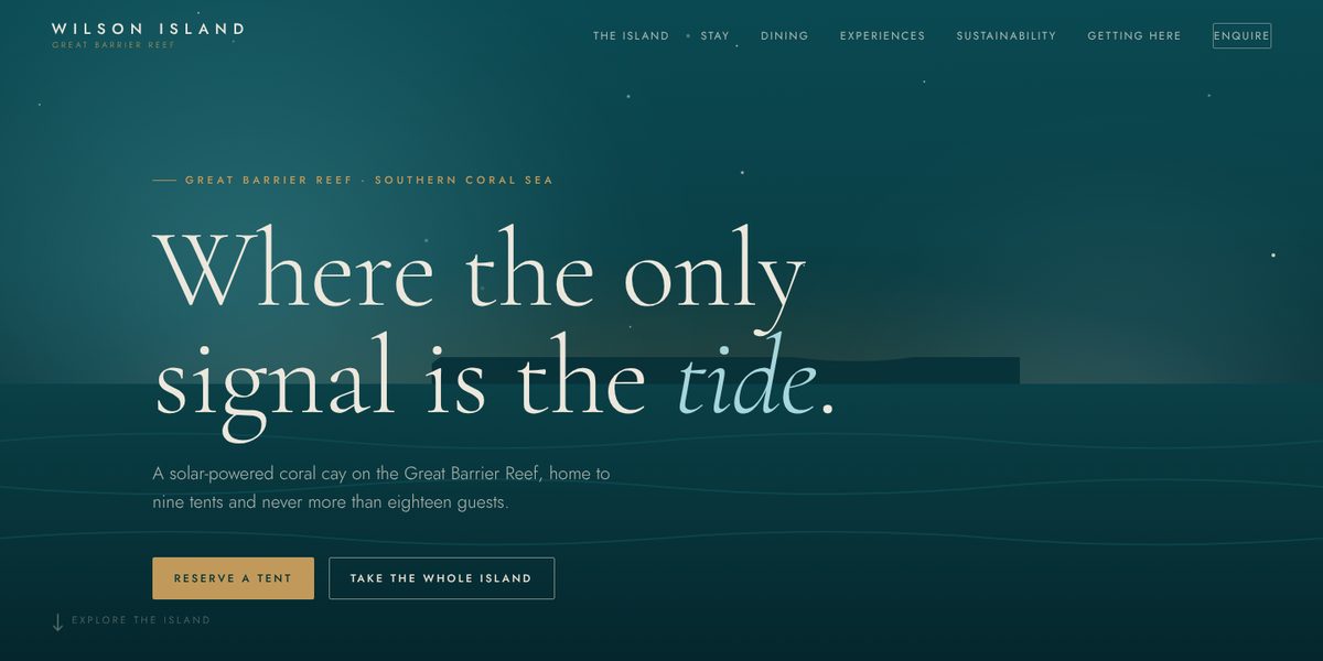 Wilson Island website design concept